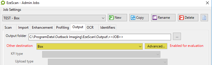 An output configuration using Global Connection Settings